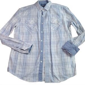 American Rag Blue & White Plaid Long Sleeve Shirt